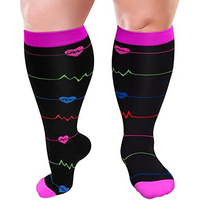 Chaussettes de compression grande taille, mollets extra larges, 20-30 mmHg, hauteur genou, pour hommes et femmes, amélioration de la circulation, motifs mignons