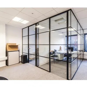 Elegante Luxo Soundproof Glass Wall Room Divisor De Escritório Moderno Modular Office Glass Wall Partition