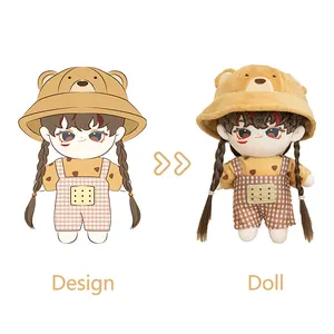 Muñeca de diseñador personalizada de alta calidad, estilo Chibi de felpa Kpop, bonita figura humana de felpa con tela extraíble