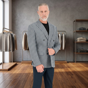 Traje de negocios elegante a medida para hombre, de doble botonadura, manga larga, con solapa con muescas, plisado frontal, de 2 piezas, talla grande, con cierre de botón tejido - Product Image 3