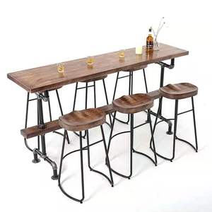 <span class=keywords><strong>Tabouret</strong></span> de bar vintage en bois avec plateau en résine époxy, style industriel, pour restaurant - Product Image 6