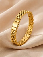 Bracelet pour homme en acier inoxydable plaqué or 18 carats PVD de haute qualité, couleur argent, style hip-hop, chaîne cubaine de 10 mm de largeur