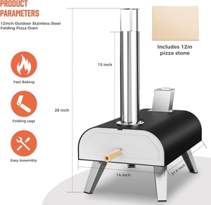 <span class=keywords><strong>Horno</strong></span> de Pizza Portátil Moderno para Exteriores, de Pellets de Madera, Capacidad de 12 Pulgadas, Acero Inoxidable, Ligero, para Campamentos y Fiestas en el Patio - Product Image 1