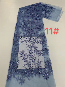 ผ้าลูกไม้ปักเลื่อมโพลีเอสเตอร์ 100% สีดำ ผ้าลูกไม้ปักเลื่อมสำหรับชุดแต่งงาน - Product Image 3