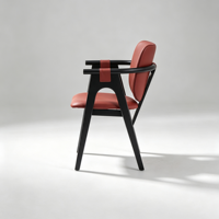Chaise de salle à manger simple en bois de frêne avec dossier en cuir, idéale pour les restaurants, hôtels, salles de réunion et cafés