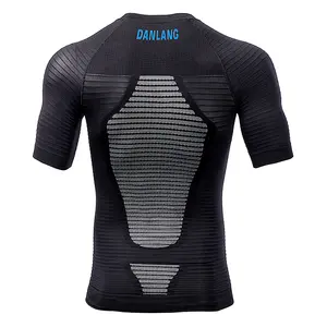 Vente en gros T-shirt de compression personnalisé à col ras du cou rembourré et à manches longues Chemise de fitness à séchage rapide pour hommes