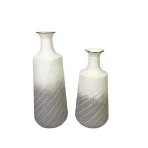 Современная металлическая ваза для цветов на заказ белая серая увязающая садовая горшок арт-деко