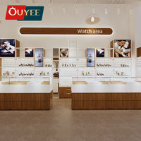 Comptoir de Présentation de Parfum Ouyee Moderne, Décoration de Magasin de Cosmétiques, Meuble Vitrine d'Usine en Verre avec Éclairage