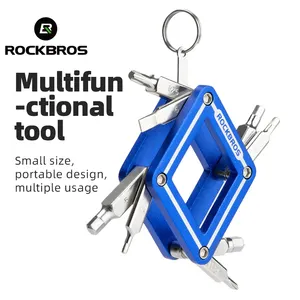 ROCKBROS Mini kit d'outils pliant portable 8 en 1 Outil de réparation de vélo Multiple kit d'outils de vélo Ensemble de réparation