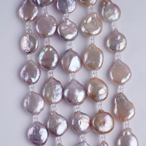 18cm Natural Purple Button Tailed Freshwater <b>Pearl</b> String 13-14mm <b>Loose</b> Pink <b>Pearls</b> for DIY Jewelry - Product Image 1