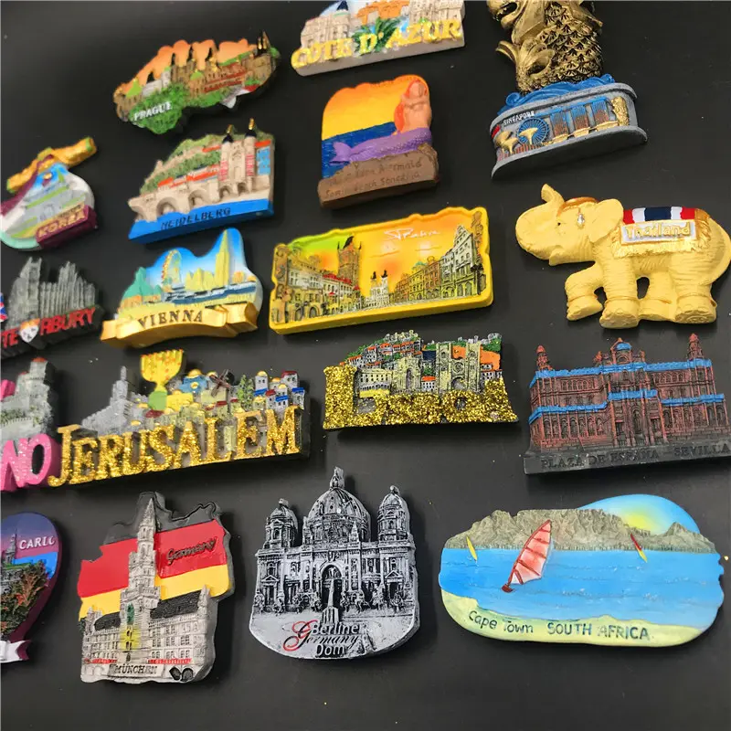 Großhandel Weltotraktionen Souvenir-Magnet 3D-Druck Reisgutzgeschenk Harz-Kühlschrank-Magnet