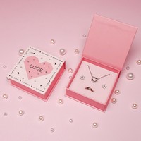 Boîte à bijoux romantique créative à couvercle rabattable et à tiroir, en forme de cœur, sur le thème de l'amour, pour la Saint-Valentin, pour filles