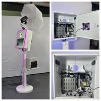 Vergrößerte Metall-Fotobox 15,6 Zoll Verstellbarer Touchscreen Kamera und iPad LED-Lichtleiste für Bar Hochzeit Party Verleih