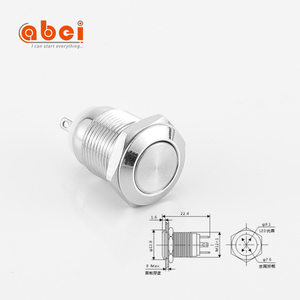 ABEI 12mmフラットラウンドヘッド<span class=keywords><strong>2</strong></span>ピンホーンおもちゃオフスイッチ金属防水電気瞬間押しボタンスイッチ - Product Image 6