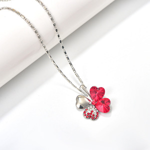 Collares de Bisutería de Moda, Collar de Cristal con Trébol de Cuatro Hojas y Piedra Natural, Regalo para Novia - Product Image 6