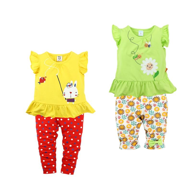 Wholesale Price Baby Girl Clothes 2 Pcs Kids Clothes Children Boutique Girls' T-shirts Clothing Sets 