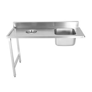 Table de lavage de vaisselle professionnelle avec évier et trou pour la collecte des déchets et crédence - Product Image 3