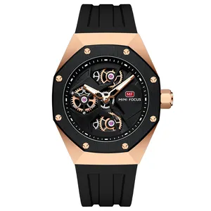 Low Price Black Quartz Watches for Men Chic Multifunction High Quality Luxury With 5 ATM Waterproof Watches Male Silicone Strap