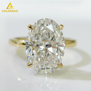 リングラボ成長ダイヤモンドクラスリング1ct 2ct 3ct 9k 14K 18kソリッドゴールドオーバルリアルダイヤモンドエンゲージメントリング女性用 - Product Image 2