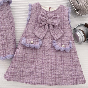 Vêtements mignons en gros pour filles : Manteau rembourré et épaissi à col nœud, robes d'hiver pour filles de 90 à 150 cm - Product Image 4