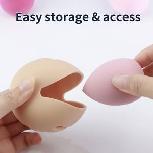 Convenient Travel-Carrying Silicone Storage Case for Makeup Eggs <b>Dust</b>-Proof Cosmetic Egg <b>Powder</b> Puff Holder - Product Image 4