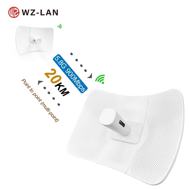 WZ-LAN 20KM MT7621A Long Range 5.8G 900Mbps 26dBi Antenna Outdoor Wireless Bridge WIFI CPE Access Point