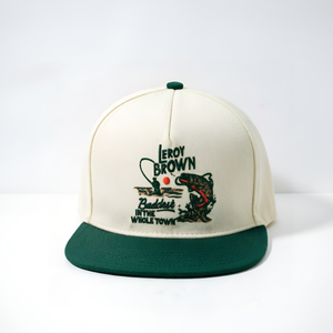 Green Brim Trucker Sombreros 5-Panel Personalizado Bordado Logo Pesca Sombrero Snapback Back Gorras de béisbol Hecho en Vietnam - Product Image 1