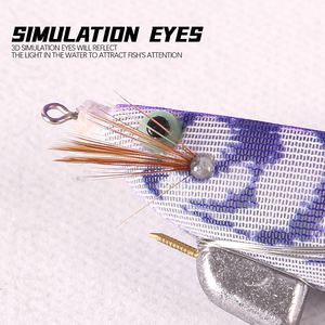 Esca Artificiale per Calamari EGI con Filo d'Acciaio, Gamberetto in Legno, Amo per Calamari, Esca per <span class=keywords><strong>Pesca</strong></span> in Mare di <span class=keywords><strong>Seppie</strong></span> e Polpi - Product Image 5