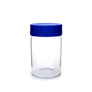 ขวดแก้วทรงกระบอกปากกว้างเกรดห้องปฏิบัติการ - ฝาปิดสีน้ำเงินใส - Product Image 4