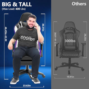 AJUNION Chaise de jeu RVB avec haut-parleurs <span class=keywords><strong>Bluetooth</strong></span> Style Racing Chaise d'ordinateur de 350lb Chaise de jeu à lumière LED pour adultes - Product Image 2