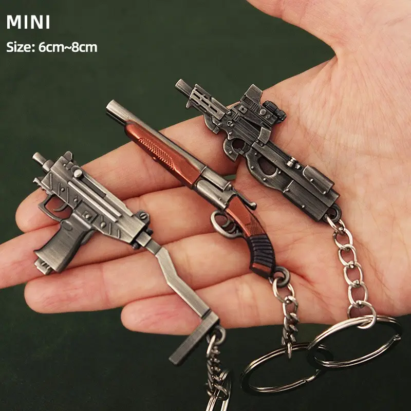 Özel Metal tabanca anahtarlık çinko alaşım 3d Mini tabanca toplu zanaat yüksek kaliteli süblimasyon