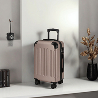 Valise de cabine rigide en ABS avec serrure TSA, fermeture éclair YKK, roulettes pivotantes à 360° et poignée télescopique (M Champagne)