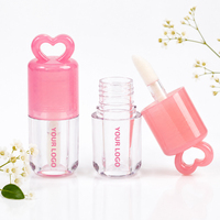 Tube de brillant à lèvres vide 3 ml à motif cœur, flacon de gloss, contenant de blush liquide avec tête de pinceau épaisse pour marque privée