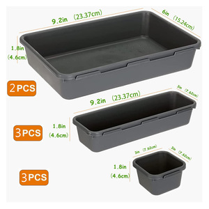 <b>Drawer</b> Organizer Set With <b>Plastic</b> Dividers Rectangle Stackable Grids For Desktop <b>Storage</b> Multifunctional 1008 - Product Image 3