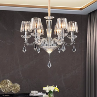 Lustre en cristal de style européen moderne, luminaire en fer de style français de luxe pour salon, hôtel, éclairage décoratif