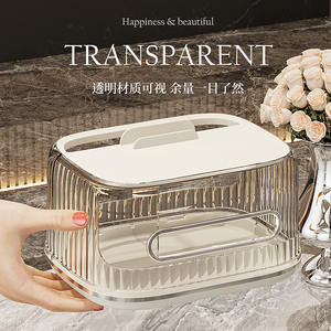 Boîte à mouchoirs transparente haut de gamme avec fonction d'organisation pour le rangement sur le bureau à la maison ou au bureau, utilisation polyvalente - Product Image 2