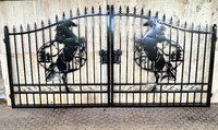 Puerta de Villa con Diseño de Caballo, Estilo Australiano, Tubo de Acero Galvanizado, Anti-UV, Resistente a la Oxidación, Duradera, Ecológica, para Exteriores, Tamaños Personalizados, Estilo Europeo