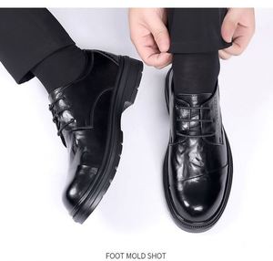 Zapatos de Vestir de Cuero para Hombre Hechos a Medida, Transpirables, con Cordones, Diseño Cuadrado Derby, para Bodas, Fiestas, Oficina, Diseño Plano, Verano, Primavera - Product Image 6