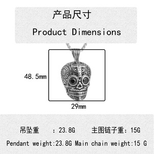 Stainless Steel Skull Pendant With <b>Cross</b> Design For Men And Women Fashion Necklace 23047 - Product Image 4