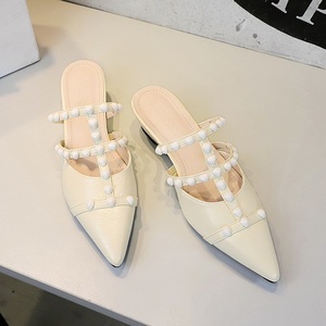 Zapatos de Tacón Alto con Punta Puntiaguda y Color Sólido para Mujer, Sandalias de Perlas, Sencillas y Cómodas - Product Image 2