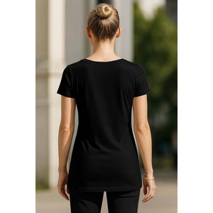 FOXA Camisetas de algodón elástico con cuello en V para mujer, manga corta, informales, básicas, color negro, paquete múltiple, talla M - Product Image 3