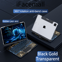 IFacemall Coque de tablette flexible en cristal à rotation 360° pour iPad Air 13 pouces (M3) 2025 avec clavier sans fil léger