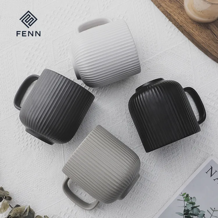 Minion de estilo nórdico para el hogar y la Oficina, Taza de cerámica con acabado mate negro usado, para agua, leche, porcelana, té y café