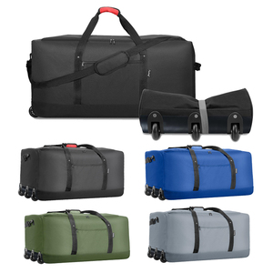 Wholesale Men Women Folding Travel <strong>Bag</strong> Durable Textile Nylon Canvas Oxford Duffle <strong>Bag</strong> Black Sports <strong>Holdall</strong> <strong>Bag</strong> <strong>With</strong> 3 <strong>Wheels</strong> - Product Image 2