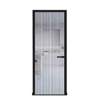 Pintu Kaca Interior Tunggal Anti Air Harga Murah dengan Kaca Tempered Buram dan Bingkai Aluminium Ramping