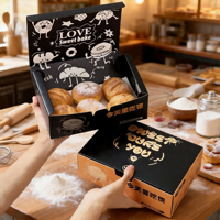 Personnalisé en gros Cupcakes Cookie Pâtisserie Gâteau Cadeau de qualité alimentaire Mochi Donut Boulangerie Donut Boîte d'emballage en papier avec logo