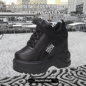 Zapatillas Deportivas Casuales para Mujer con Plataforma y Tacón Oculto de 10 cm, con Cordones Suaves, para Caminar en Invierno, Material PU Transpirable para la Temporada de Primavera - Product Image 2