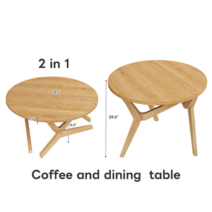 Round 2 In 1 Transformer Coffee <b>Table</b> Adjustable Height Solid Wood 16 5 To 29 5 Inches For Living Room - Product Image 6