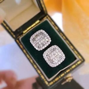 Xinfly 18K White Gold <b>Fine</b> <b>Stud</b> <b>Earring</b> 0.70 Carats Natural Diamond Square Design - Product Image 2