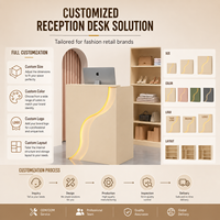 Comptoir de réception LED moderne sur mesure avec ligne ondulée, comptoir minimaliste étroit pour salon de coiffure, petite boutique de détail